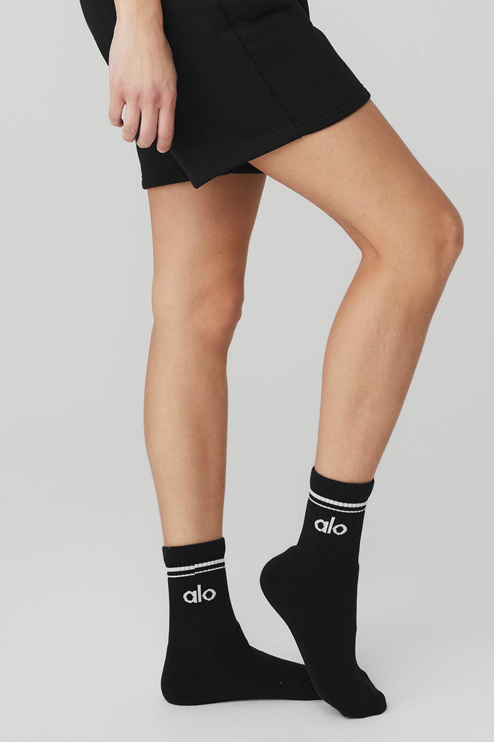 Alo Yoga Unisex Half-Crew Throwback Uomo Sock Nere Bianche | Italia  MHT-916573