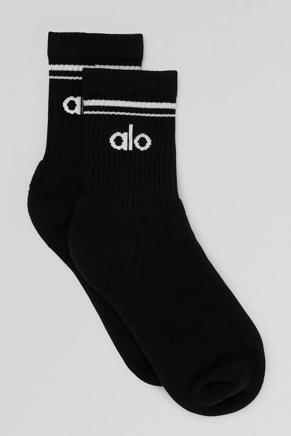 Alo Yoga Unisex Half-Crew Throwback Uomo Sock Nere Bianche | Italia  MHT-916573