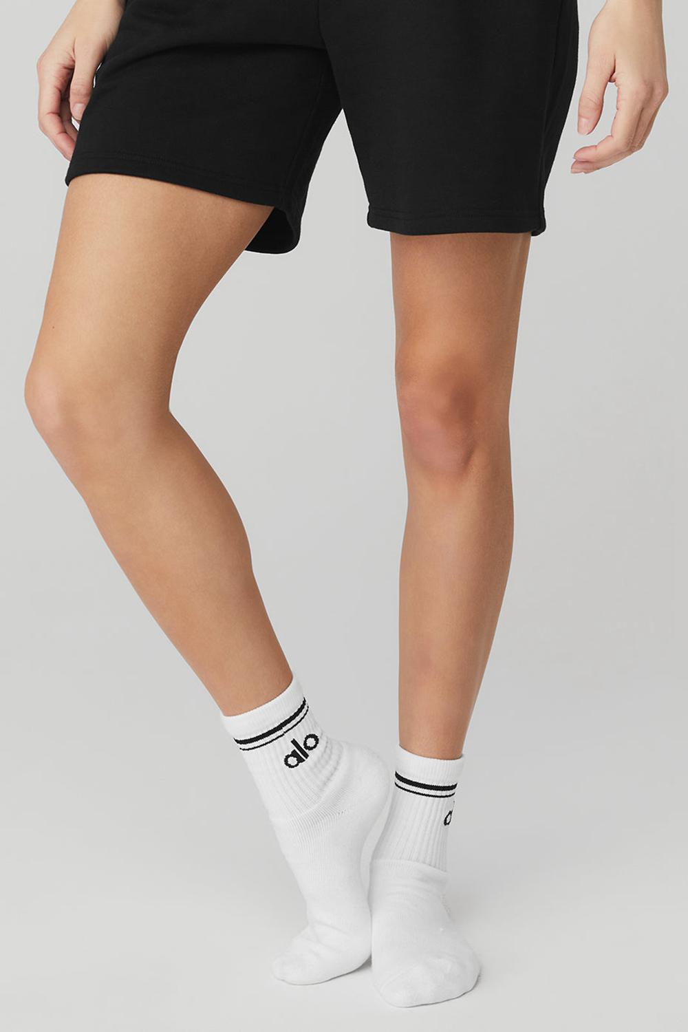 Alo Yoga Unisex Half-Crew Throwback Uomo Sock Bianche Nere | Italia  LCS-824675