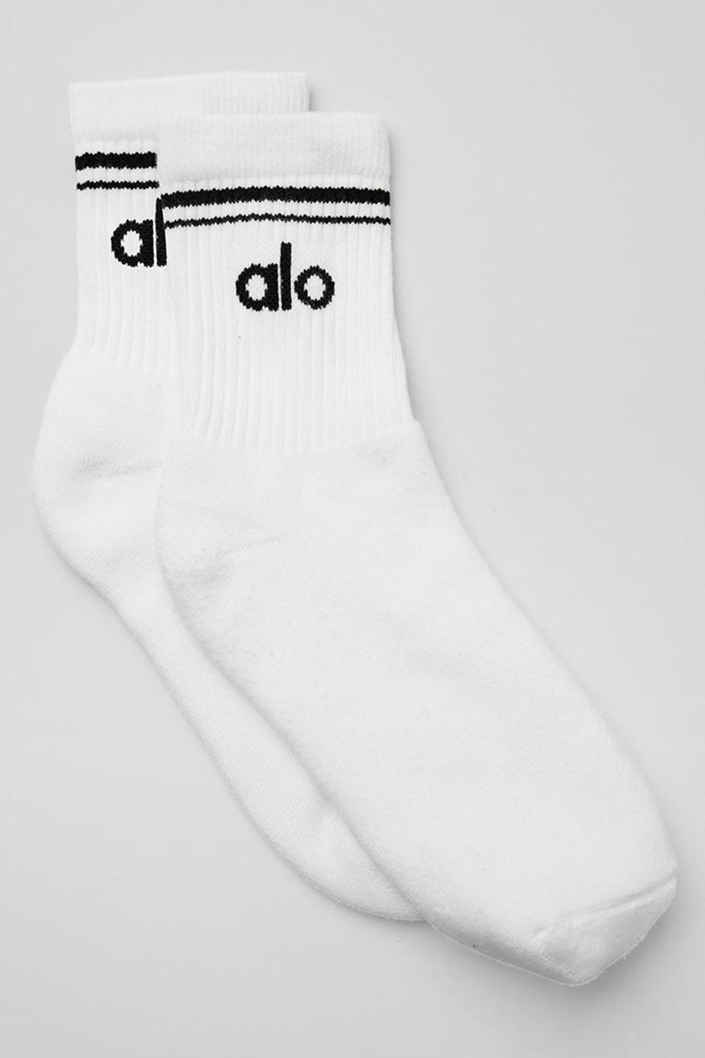 Alo Yoga Unisex Half-Crew Throwback Uomo Sock Bianche Nere | Italia  LCS-824675