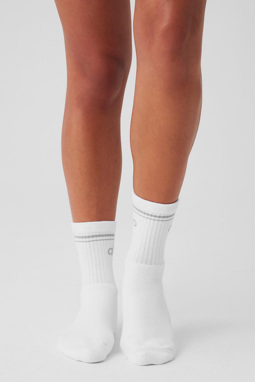 Alo Yoga Unisex Half-Crew Throwback Uomo Sock Bianche Titanium | Italia  QSV-310956