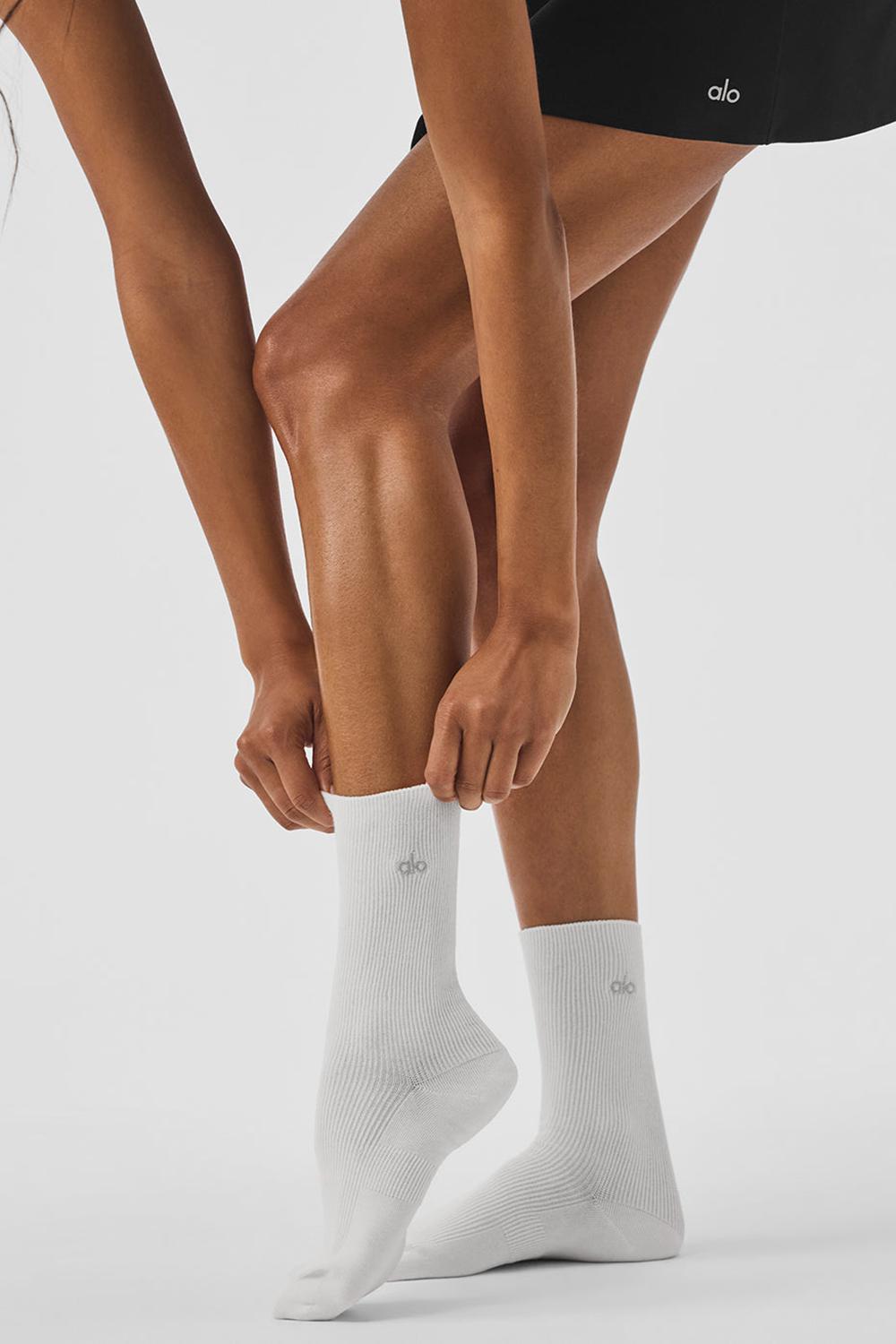 Alo Yoga Unisex Half-Crew Understated Donna Sock Bianche | Italia  MHR-093178