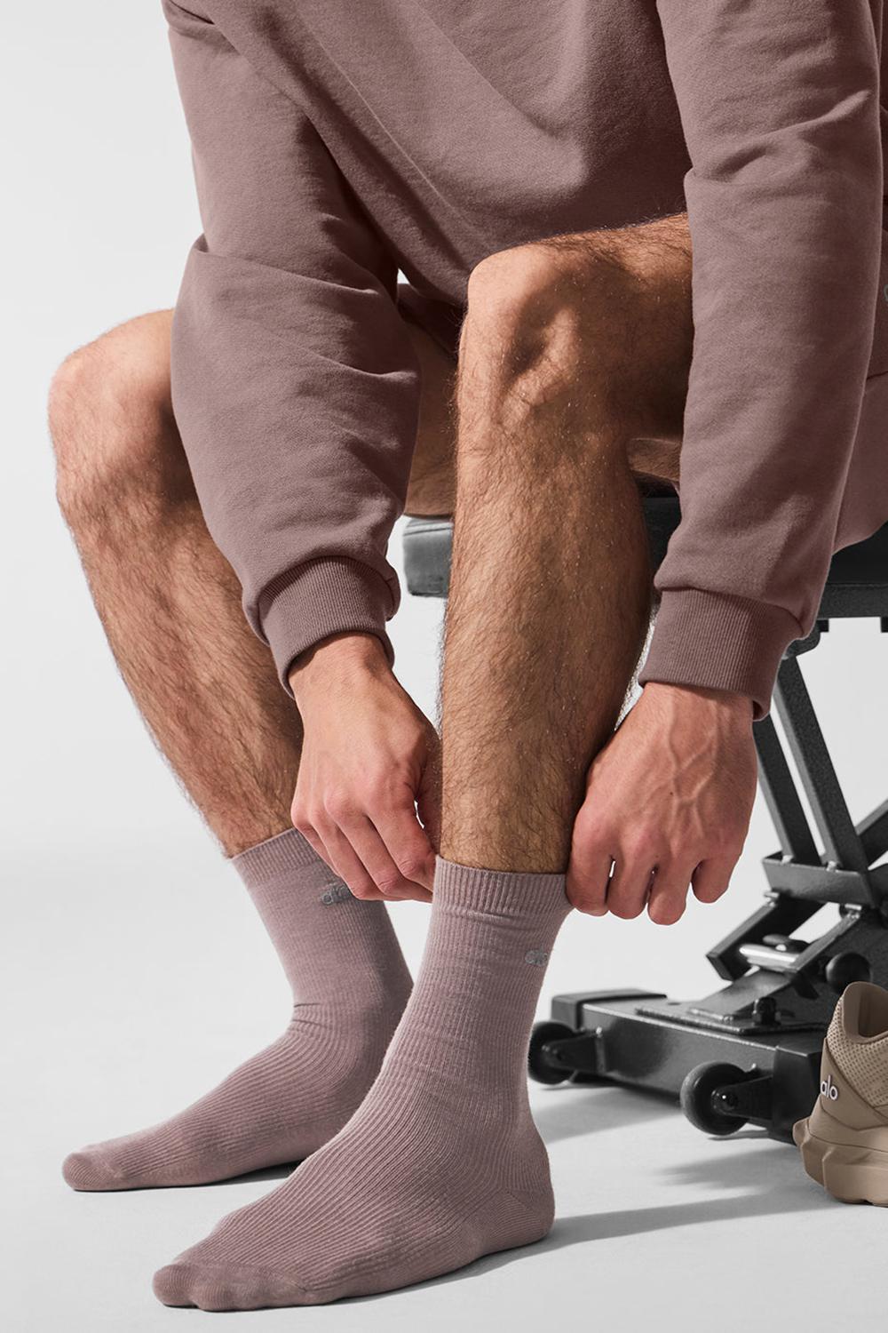 Alo Yoga Unisex Half-Crew Understated Uomo Sock Mushroom | Italia  PGC-258194