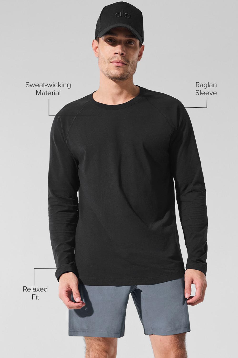 Alo Yoga Vapor Crewneck Uomo Maniche Lunghe Nere | Italia  OYA-267435