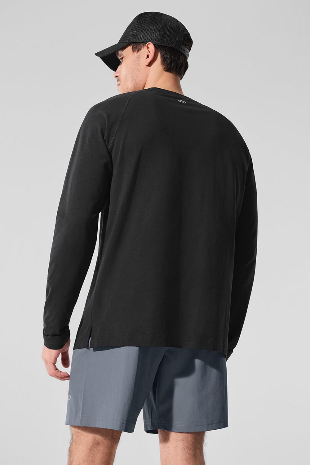 Alo Yoga Vapor Crewneck Uomo Maniche Lunghe Nere | Italia  OYA-267435