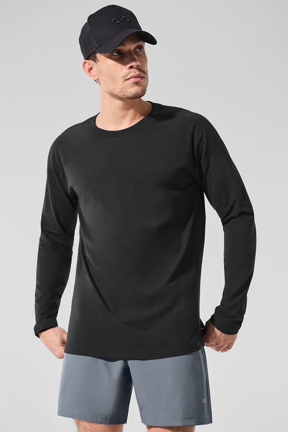 Alo Yoga Vapor Crewneck Uomo Maniche Lunghe Nere | Italia  OYA-267435