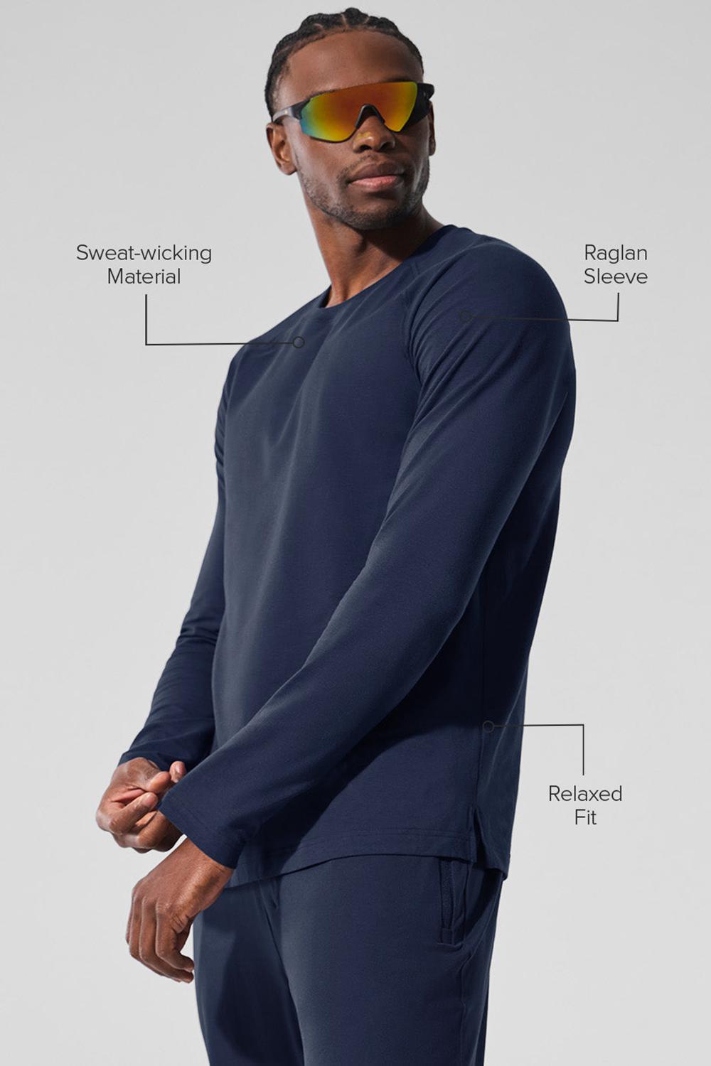 Alo Yoga Vapor Crewneck Uomo Maniche Lunghe Blu Marino | Italia  TIU-159628