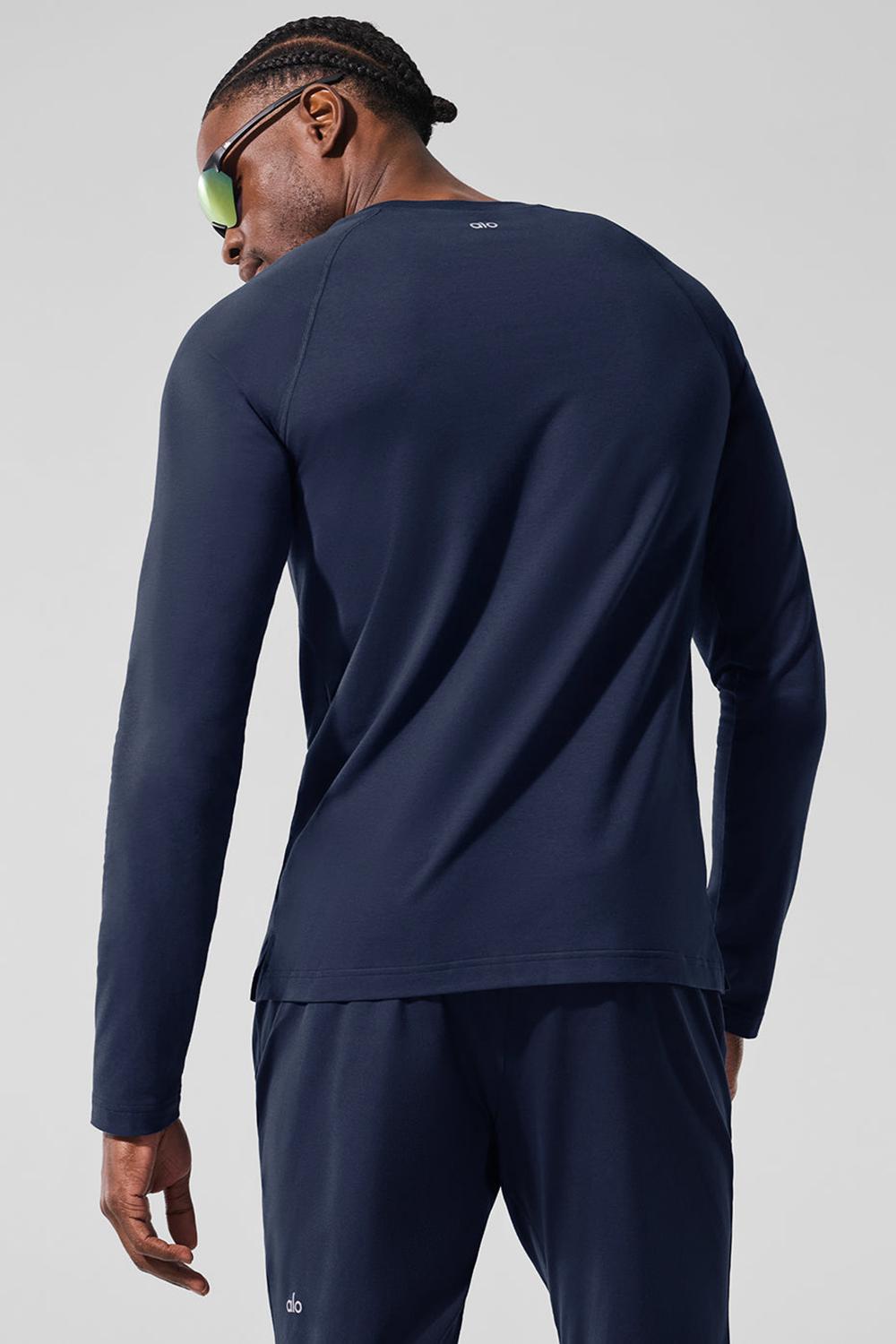 Alo Yoga Vapor Crewneck Uomo Maniche Lunghe Blu Marino | Italia  TIU-159628