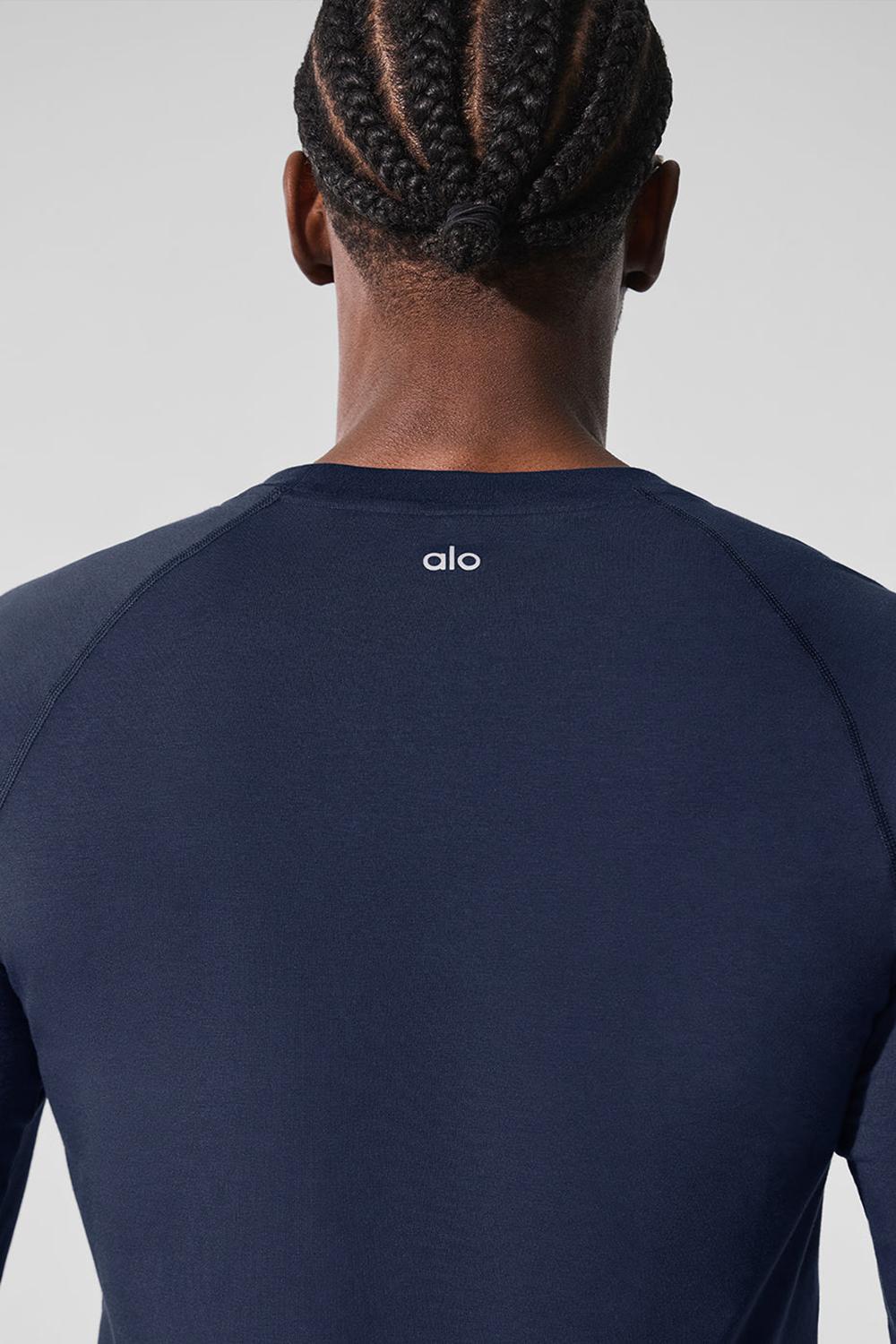 Alo Yoga Vapor Crewneck Uomo Maniche Lunghe Blu Marino | Italia  TIU-159628