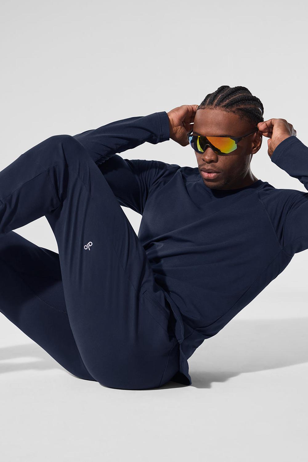 Alo Yoga Vapor Crewneck Uomo Maniche Lunghe Blu Marino | Italia  TIU-159628