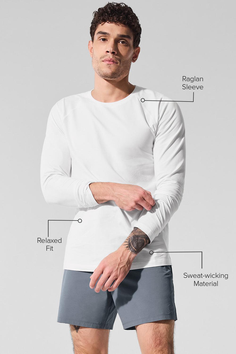 Alo Yoga Vapor Crewneck Uomo Maniche Lunghe Bianche | Italia  AZL-357426