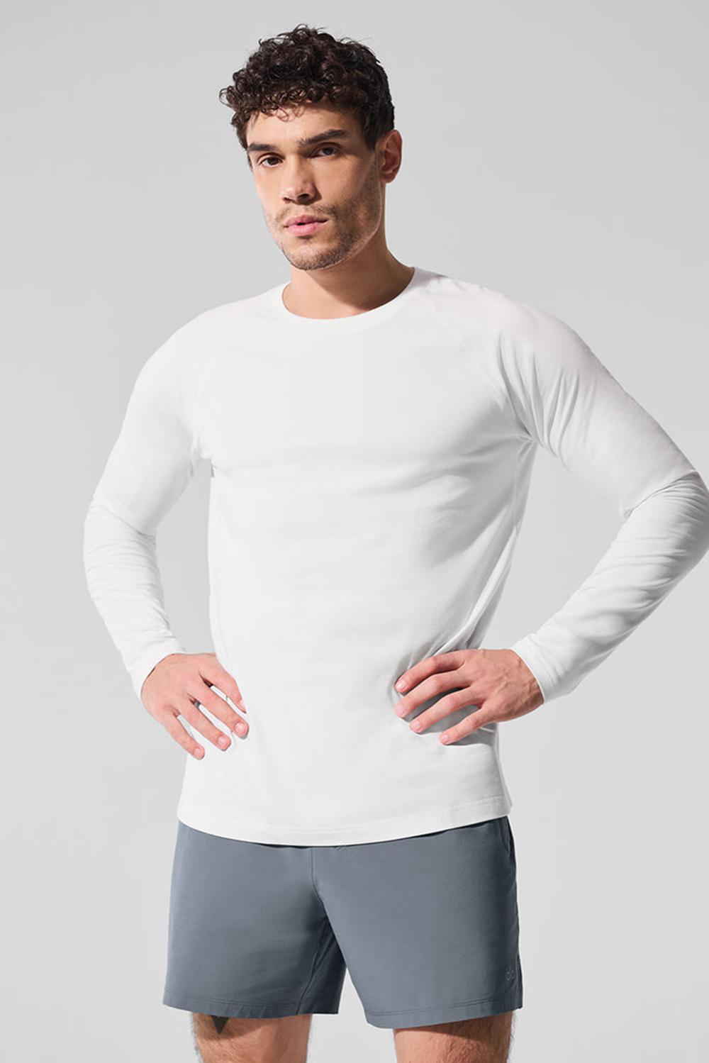 Alo Yoga Vapor Crewneck Uomo Maniche Lunghe Bianche | Italia  AZL-357426