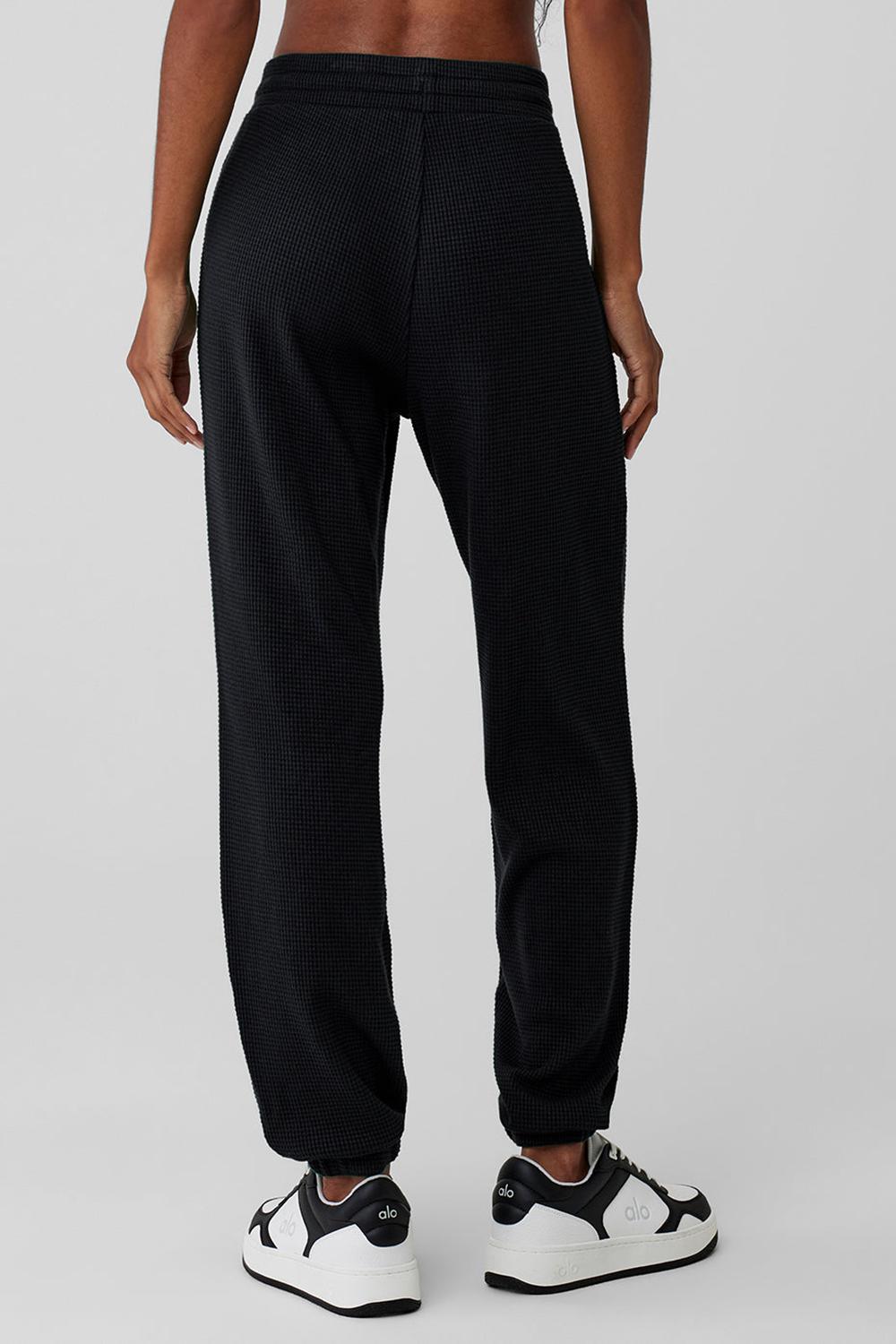 Alo Yoga Waffle Weekend Escape Donna Pantaloni Jogger Nere | Italia  BMZ-678402
