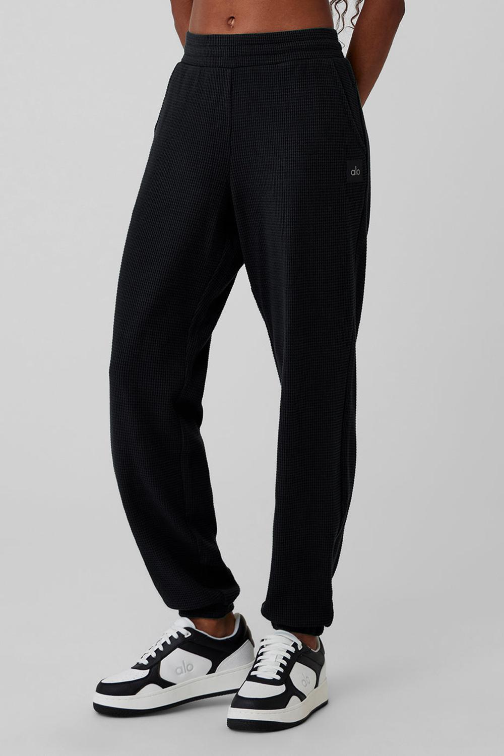 Alo Yoga Waffle Weekend Escape Donna Pantaloni Jogger Nere | Italia  BMZ-678402