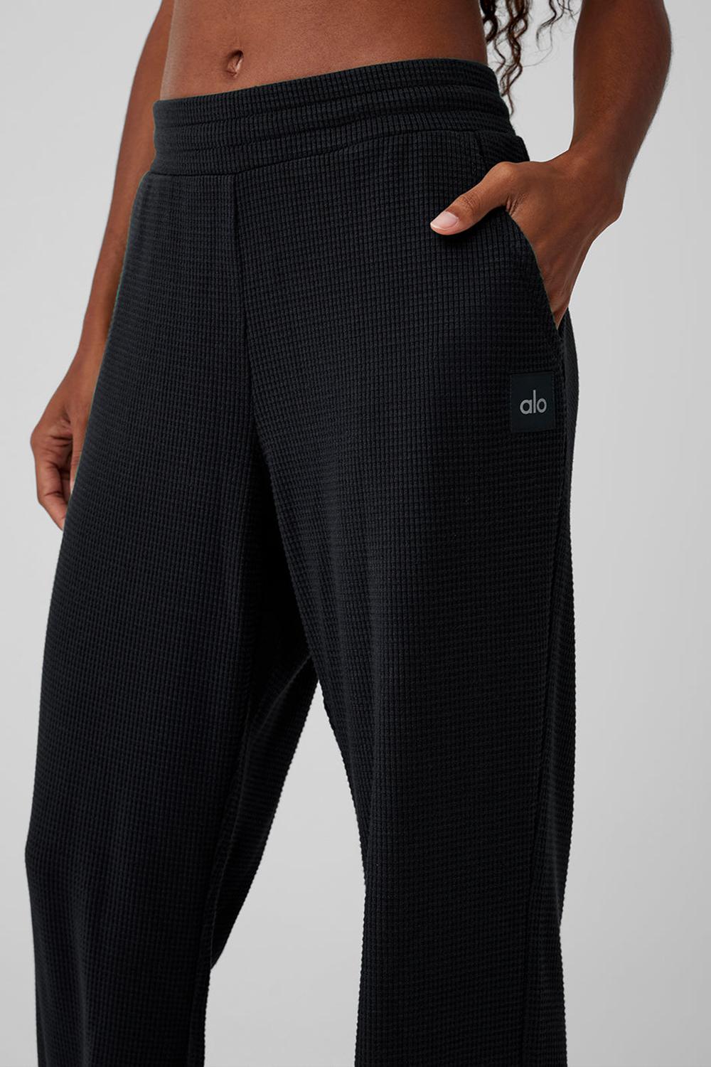 Alo Yoga Waffle Weekend Escape Donna Pantaloni Jogger Nere | Italia  BMZ-678402