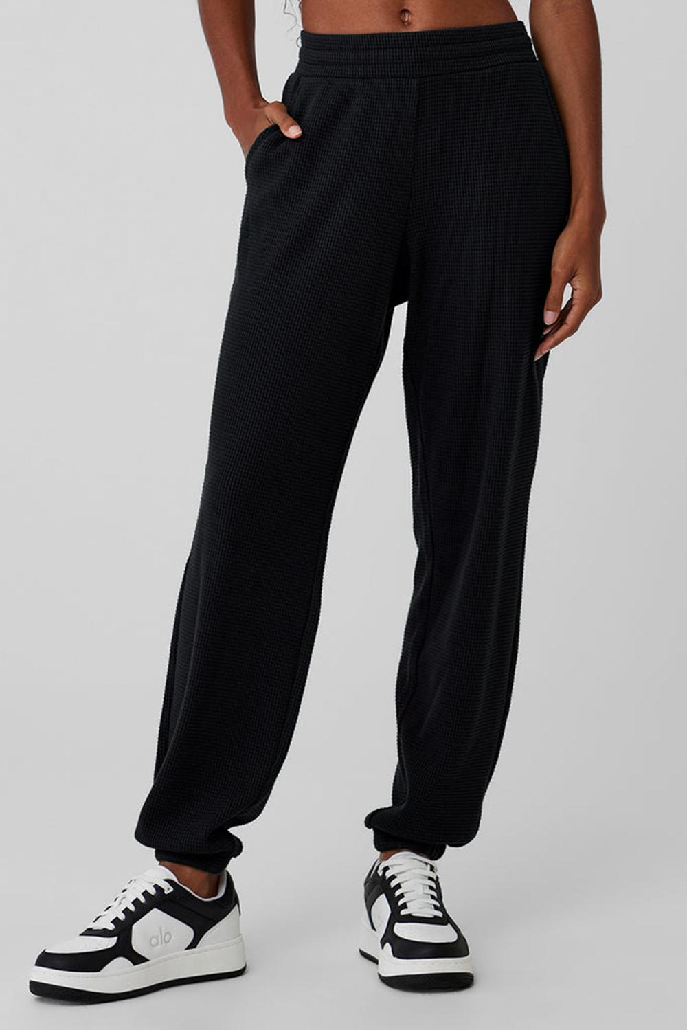 Alo Yoga Waffle Weekend Escape Donna Pantaloni Jogger Nere | Italia  BMZ-678402