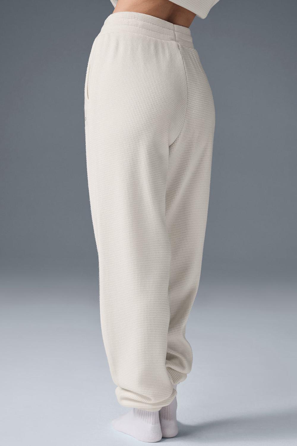 Alo Yoga Waffle Weekend Escape Donna Pantaloni Jogger Ivory | Italia  VJO-509431