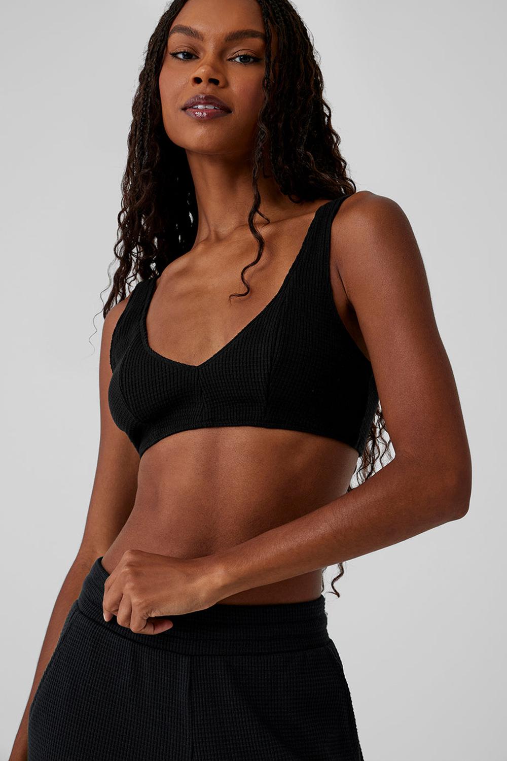 Alo Yoga Waffle Weekend Escape Donna Reggiseno Nere | Italia  JZB-104823