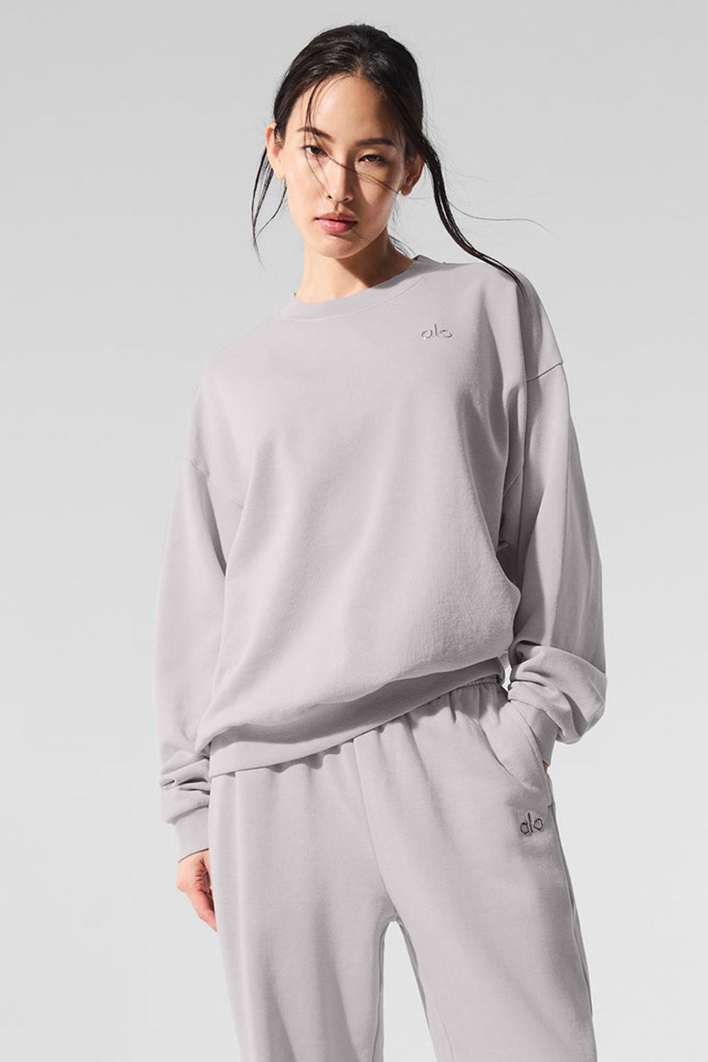 Alo Yoga Washed Accolade Crew Neck Donna Pullover Grigie Lavaggio | Italia  ENQ-915836