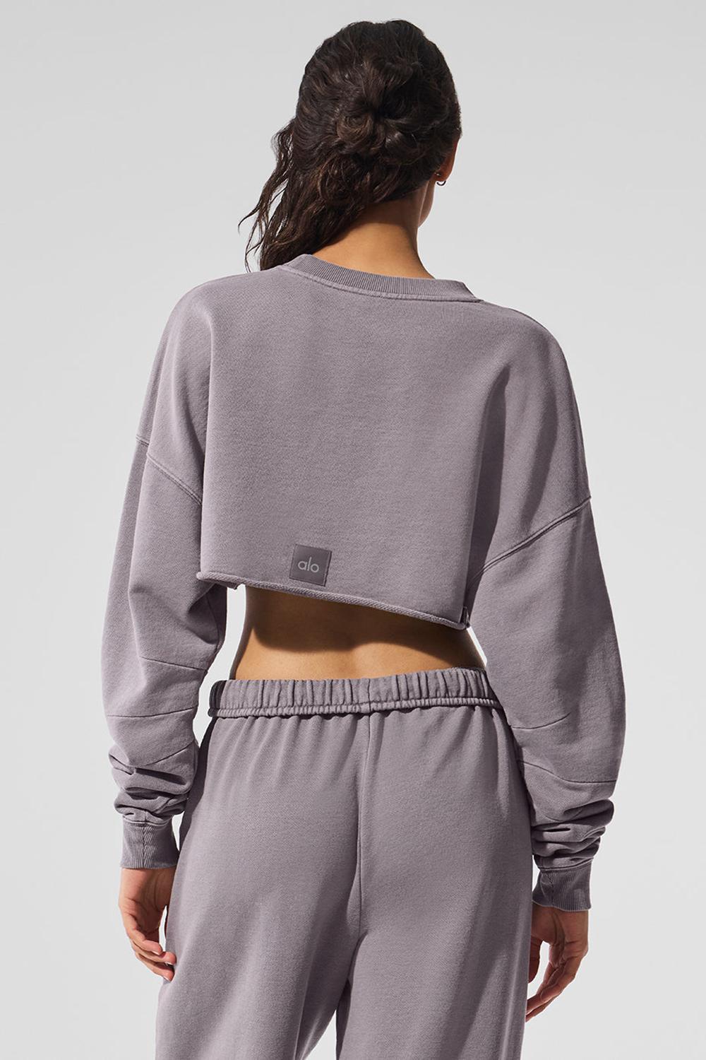 Alo Yoga Washed Extreme Cropped Donna Pullover Grigie Lavaggio | Italia  NKV-496738
