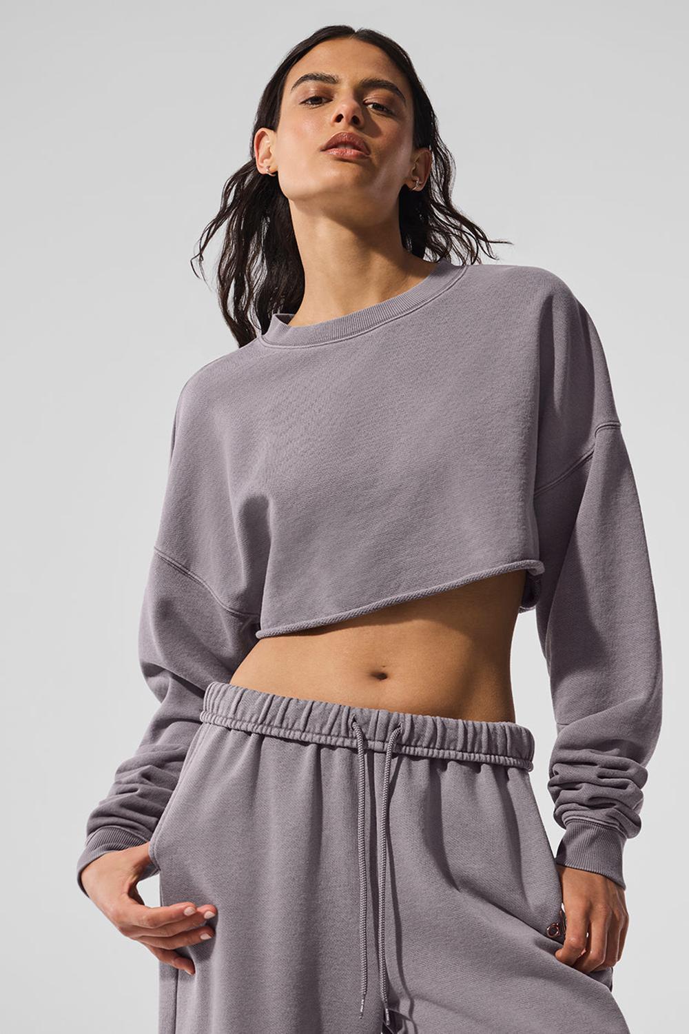 Alo Yoga Washed Extreme Cropped Donna Pullover Grigie Lavaggio | Italia  NKV-496738