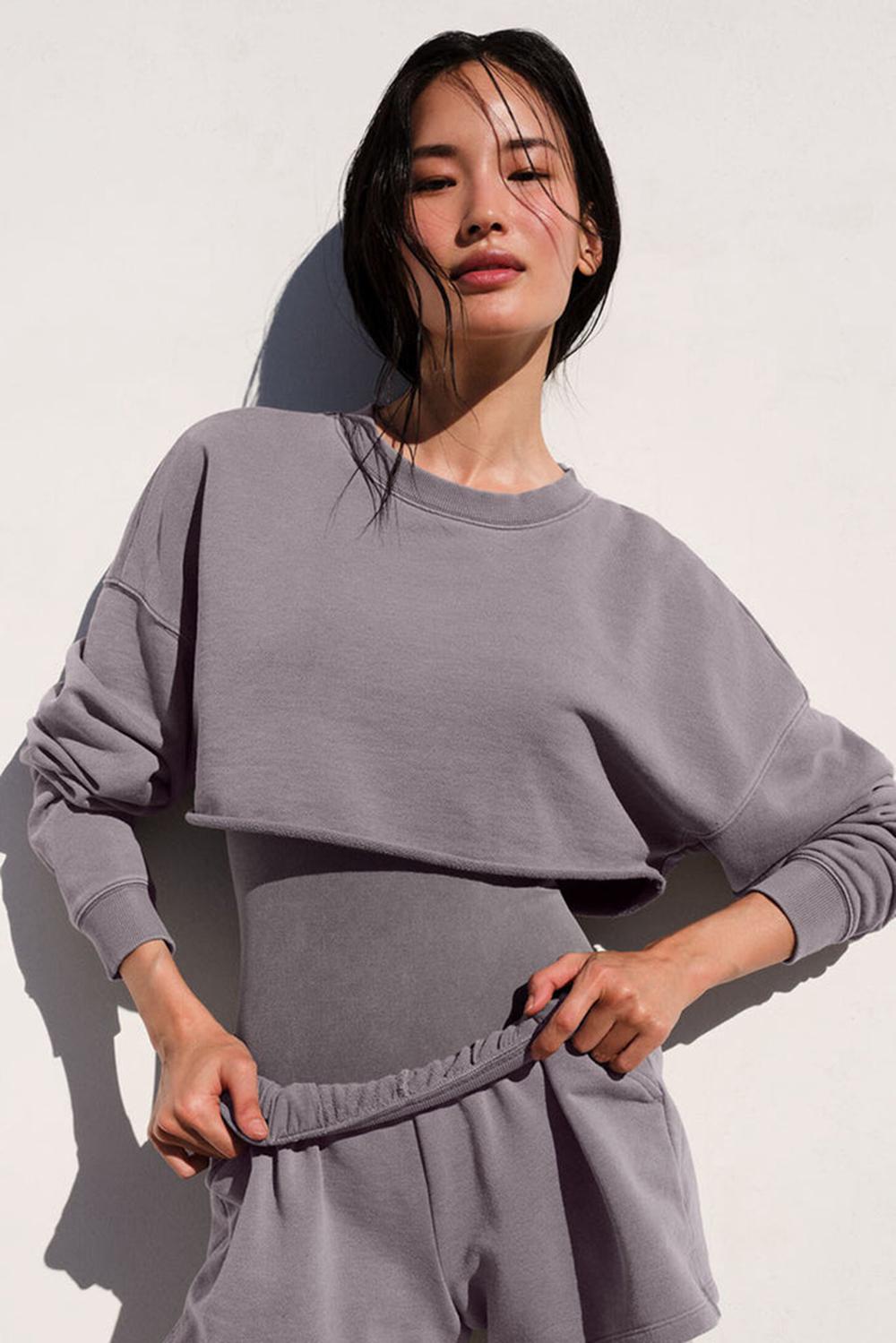 Alo Yoga Washed Extreme Cropped Donna Pullover Grigie Lavaggio | Italia  NKV-496738
