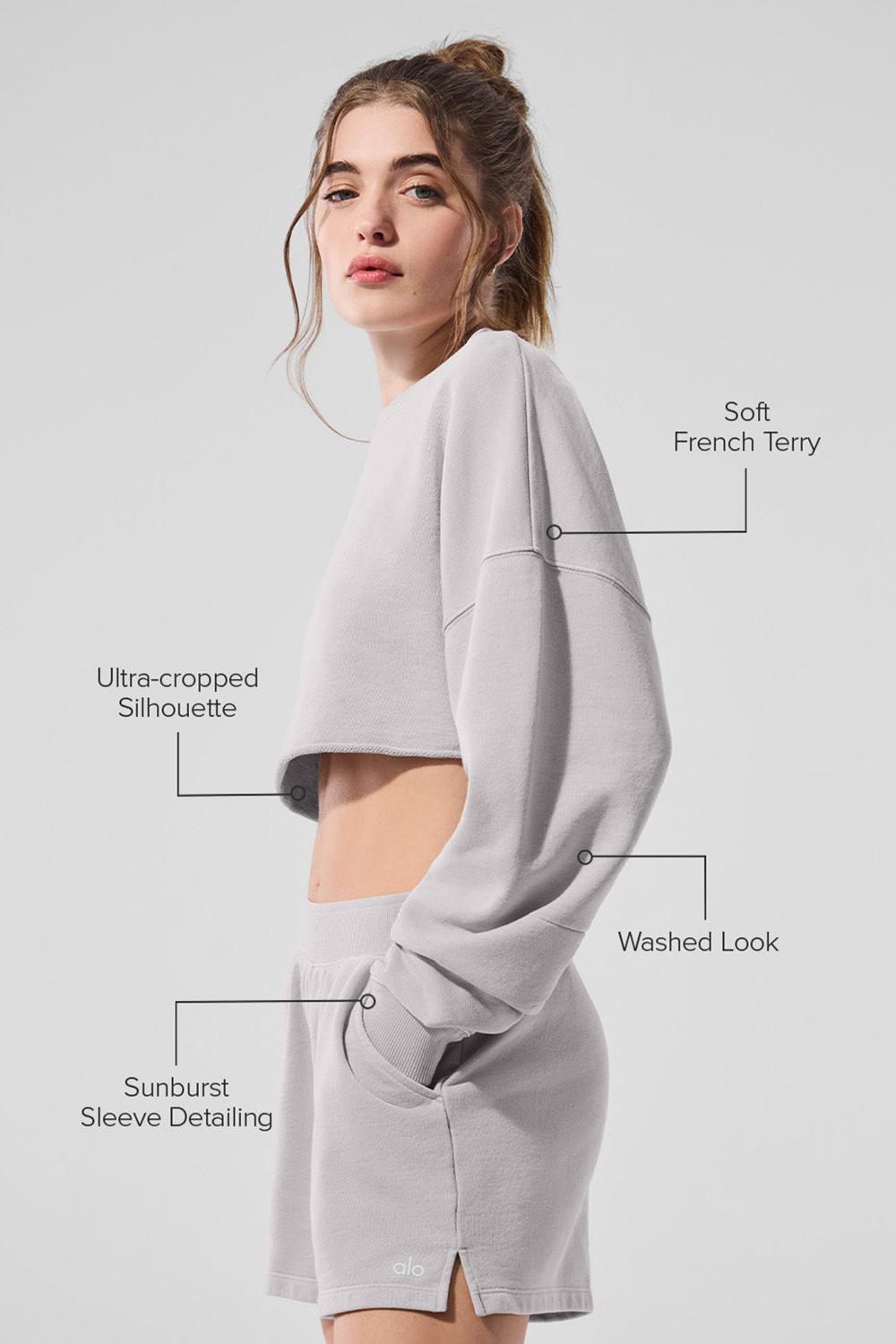 Alo Yoga Washed Extreme Cropped Donna Pullover Grigie Lavaggio | Italia  QWS-503812