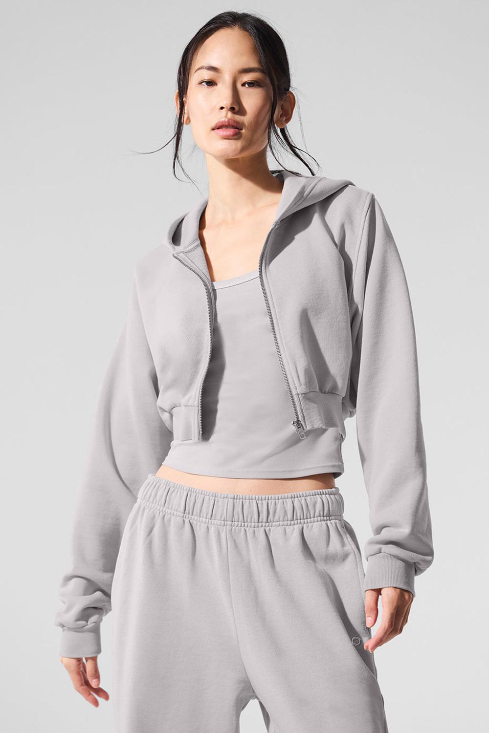 Alo Yoga Washed Sweet Escape Zip Up Donna Felpa con Cappuccio Grigie Lavaggio | Italia  DZT-324106