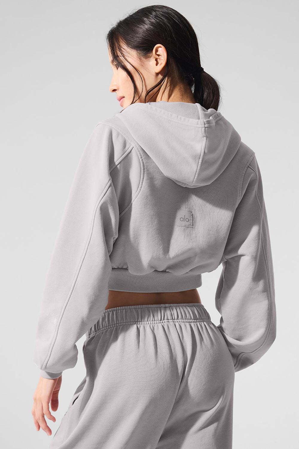 Alo Yoga Washed Sweet Escape Zip Up Donna Felpa con Cappuccio Grigie Lavaggio | Italia  DZT-324106