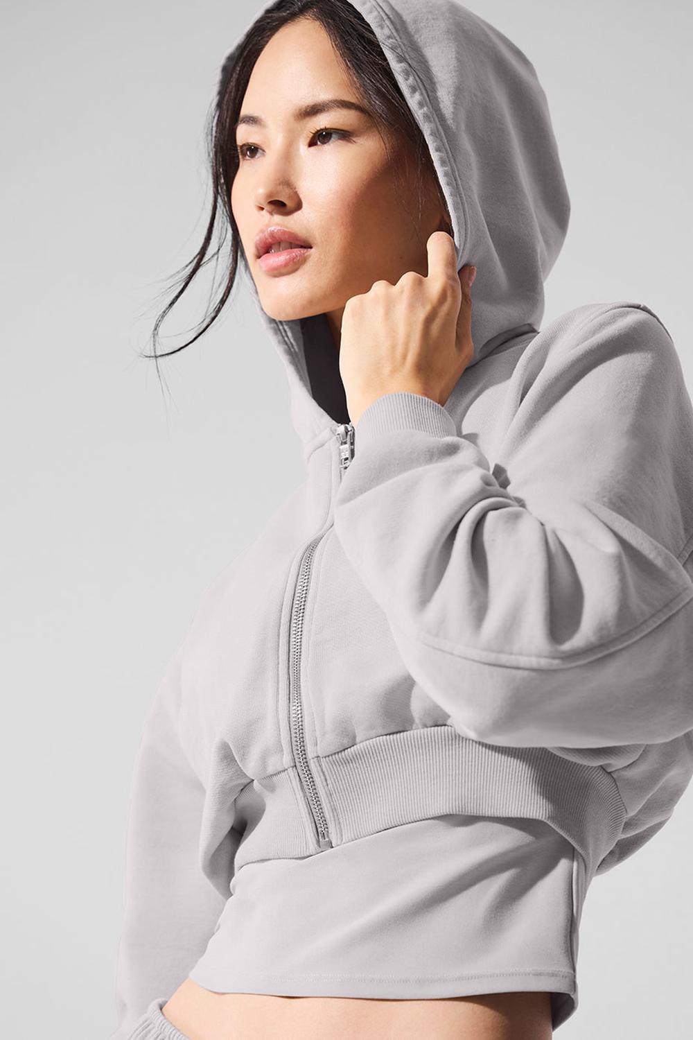 Alo Yoga Washed Sweet Escape Zip Up Donna Felpa con Cappuccio Grigie Lavaggio | Italia  DZT-324106