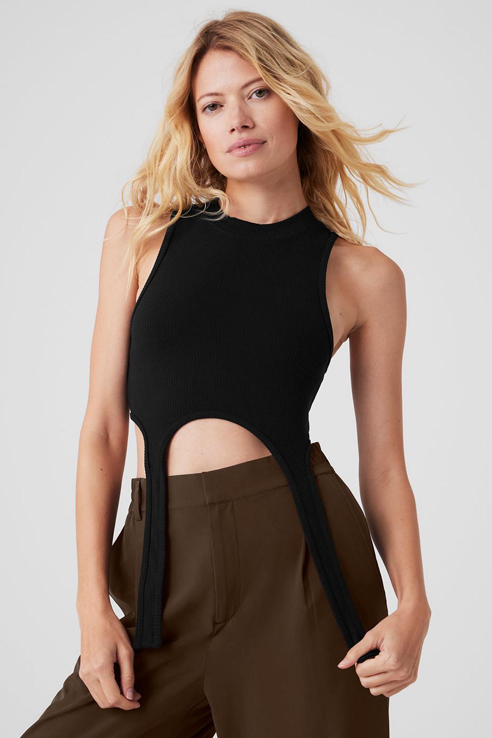 Alo Yoga Wellness Rib Flaunt Donna Tank Nere | Italia  RTG-143967
