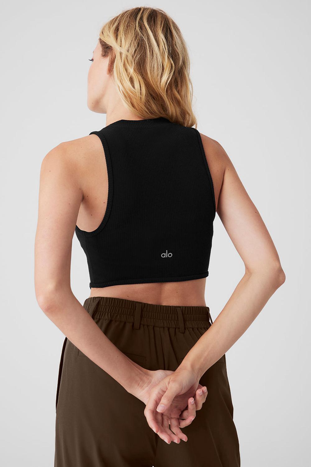 Alo Yoga Wellness Rib Flaunt Donna Tank Nere | Italia  RTG-143967
