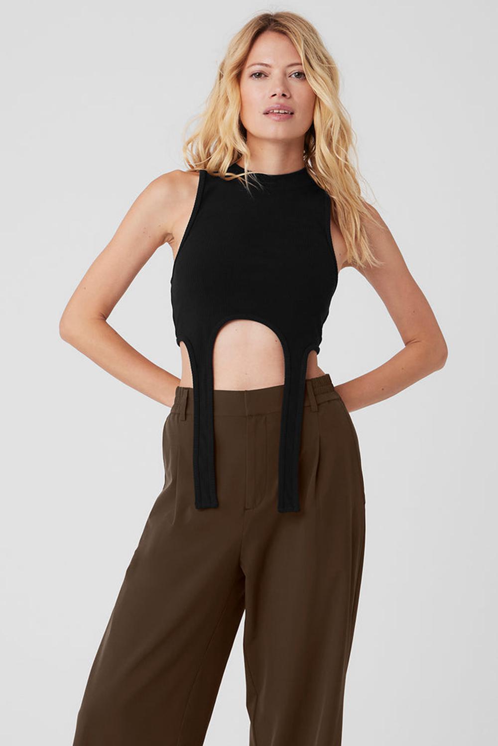 Alo Yoga Wellness Rib Flaunt Donna Tank Nere | Italia  RTG-143967