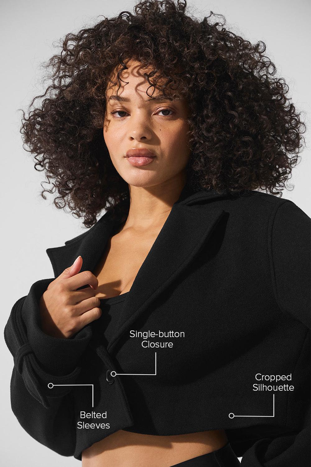 Alo Yoga Wool Cropped Metro Donna Trench Nere | Italia  MXB-625403