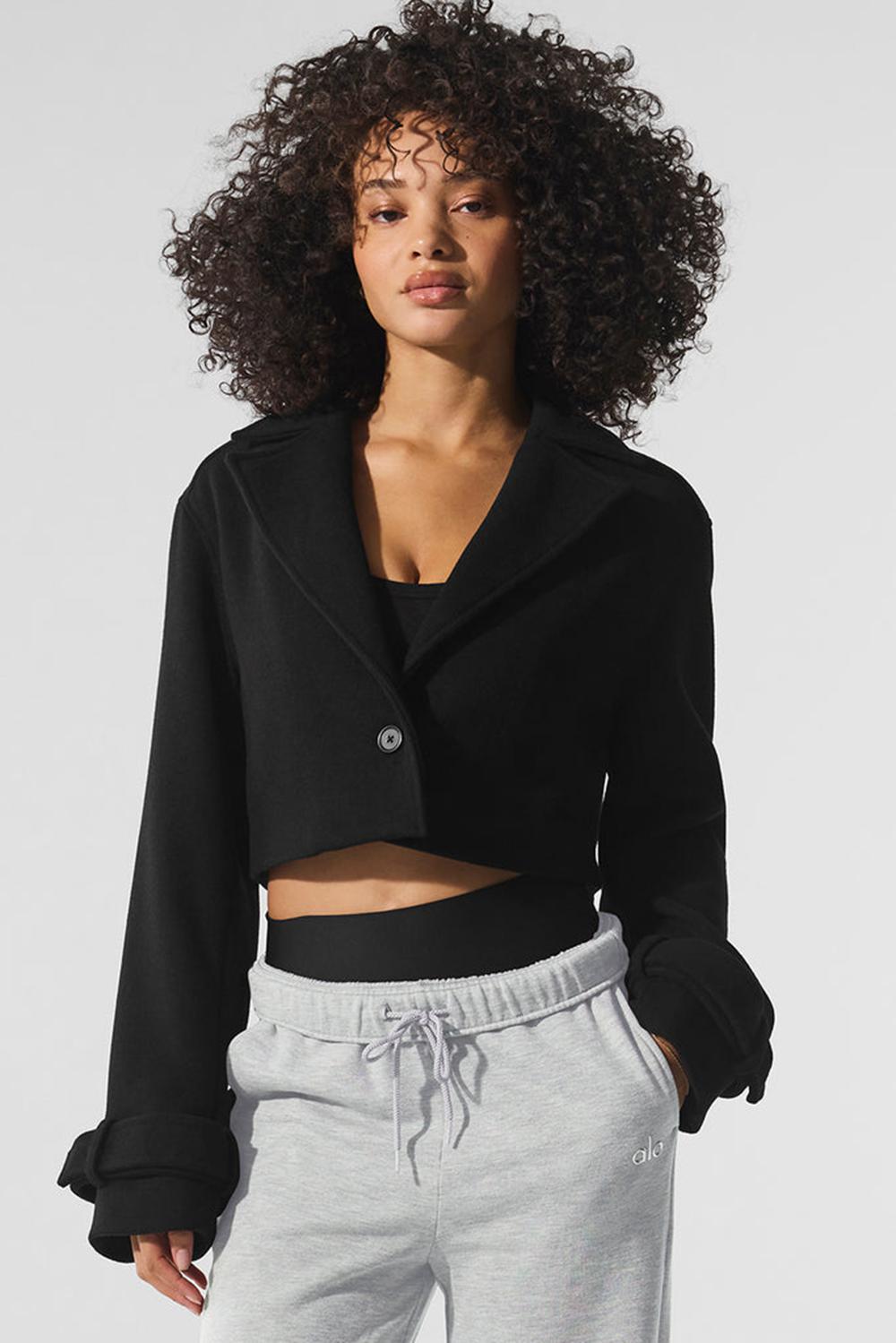 Alo Yoga Wool Cropped Metro Donna Trench Nere | Italia  MXB-625403