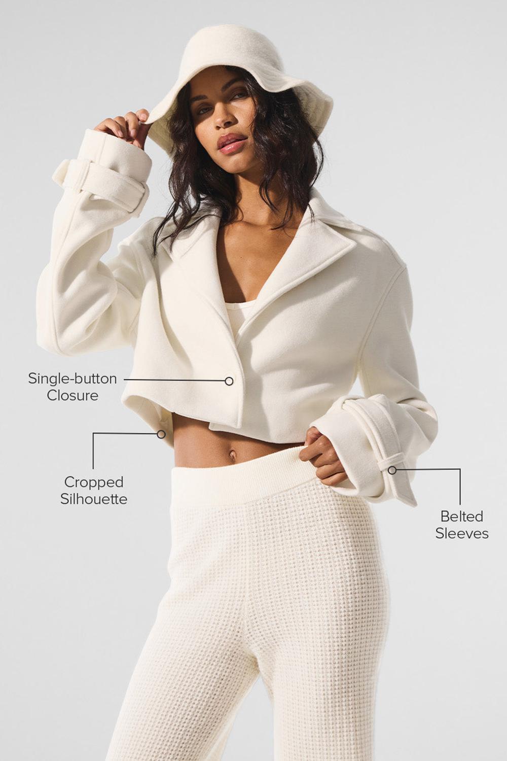 Alo Yoga Wool Cropped Metro Donna Trench Ivory | Italia  RCF-982341