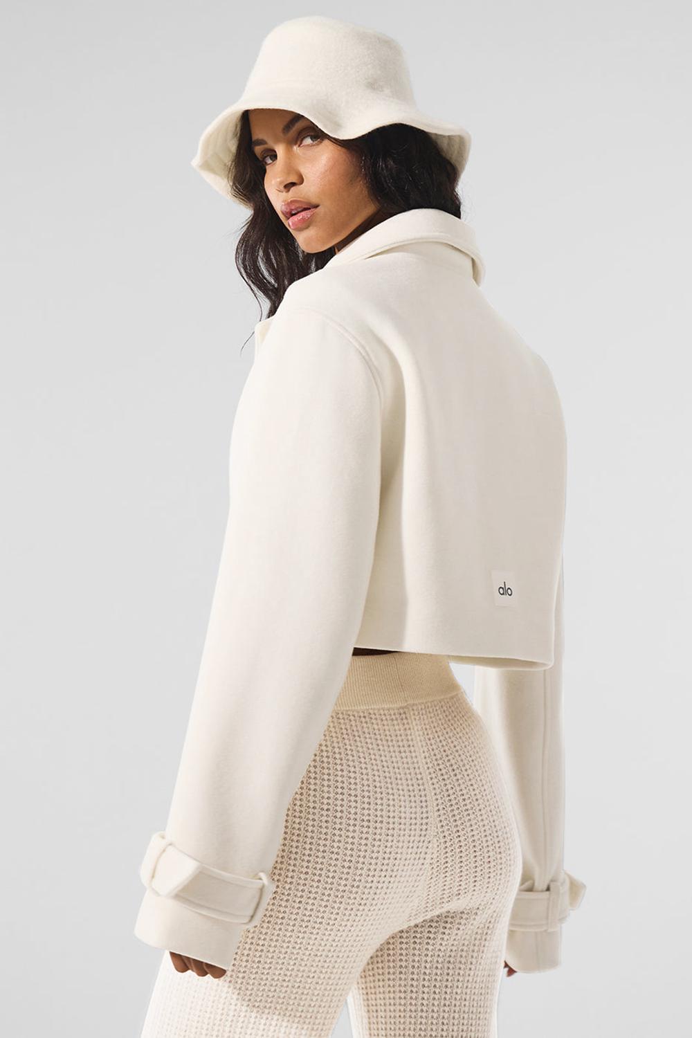 Alo Yoga Wool Cropped Metro Donna Trench Ivory | Italia  RCF-982341