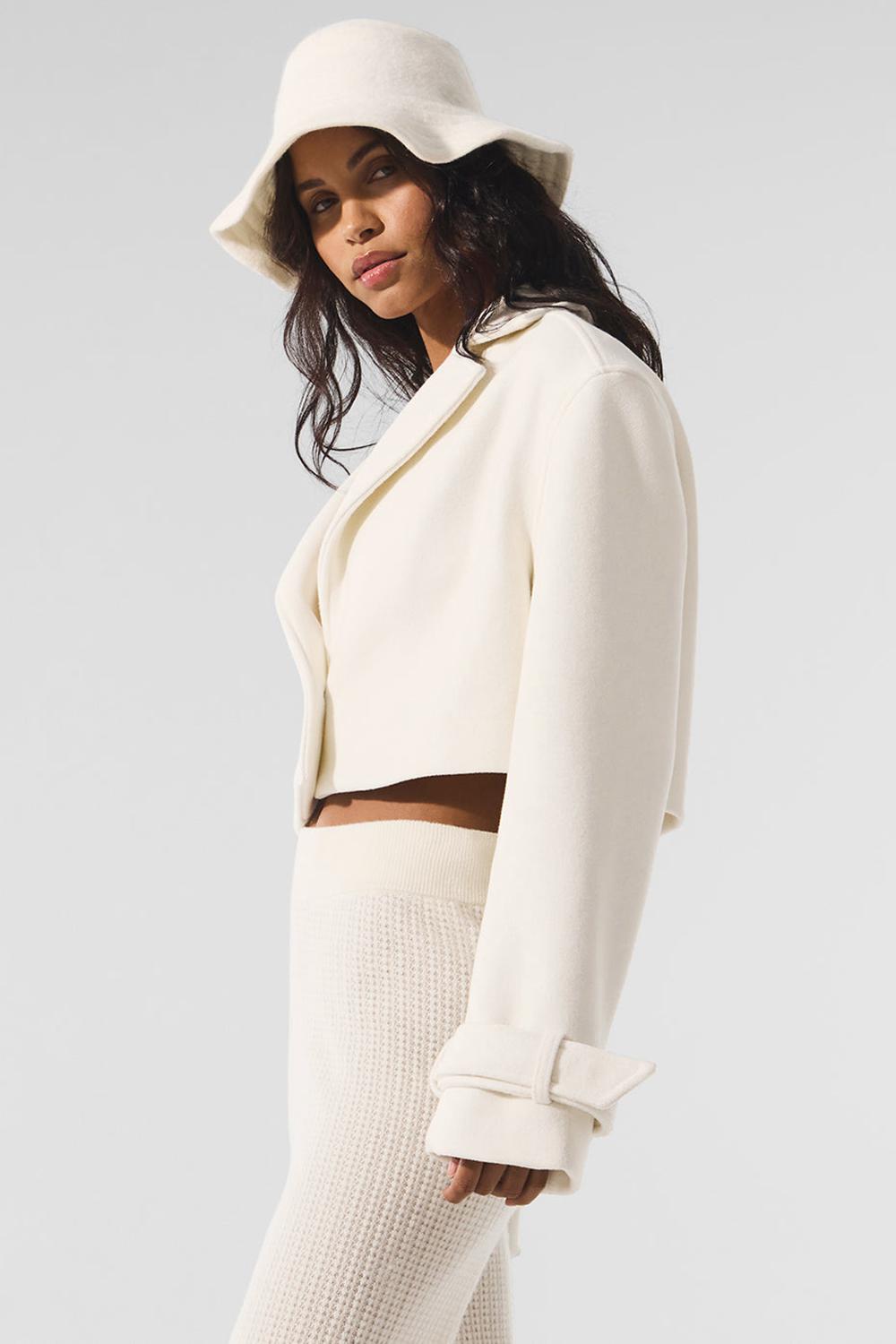 Alo Yoga Wool Cropped Metro Donna Trench Ivory | Italia  RCF-982341